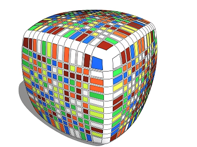 Vibrant Multicolored Rubik's Cube With Colorful Square Patterns And Geometric Structure 3d model