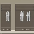Modern Wooden Wardrobe With Hanging Rod White Robes And Shoe Compartments