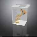 Modern White Cube Building Interior Featuring Orange Spiral Stairs Design Structure
