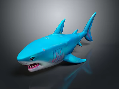Realistic Blue Shark Aquatic Animal Model Showcasing Open Mouth And Sharp Teeth 3d model
