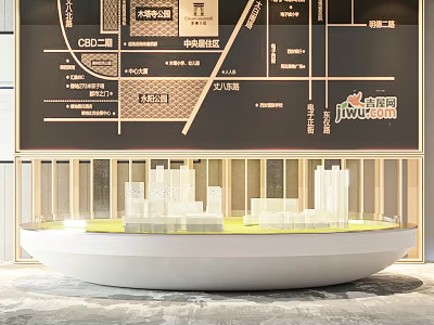Real Estate Project Model Display With Location Map And Architectural Models 3d model