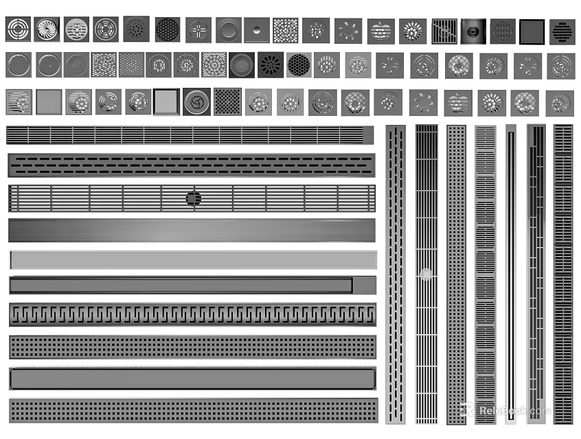 Assorted Hardware Tools Featuring Metal Strips Grilles And Decorative Accessories 3d model