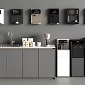 Modern Kitchen With Various Household Appliances Including Water Dispensers Coffee Maker And Blender