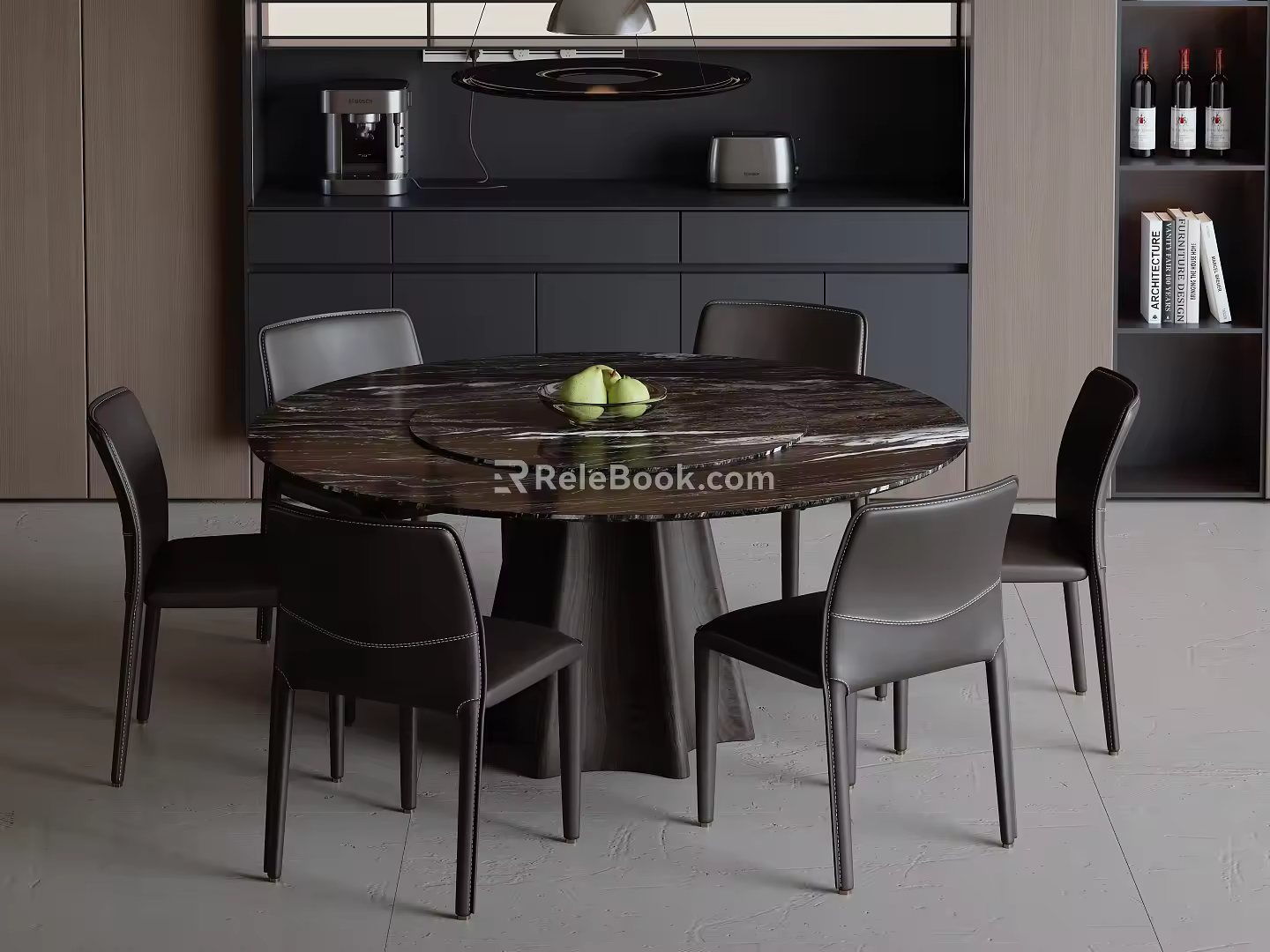 Modern Italian Dining Table and Chair Combination 3d model