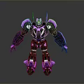 Purple And Black 3D Robot Model With Mechanical Armor And Joints