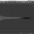 Ornate Medieval Weapon With Silver Carved Blade Brown Handle And Metal Accents