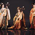 Game And Movie Female Characters In Ancient Chinese Style With Elegant Traditional Costumes Playing Pipa