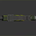 Futuristic Sci Fi Weapon With Green Yellow Design And Sickle Blade 3d model