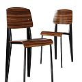 Pair of Modern Wooden Leisure Chairs Featuring Black Metal Legs And Sleek Design