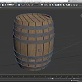 Cartoon Scene With Vintage Wooden Barrel And Metal Hoops Detailed Texture Design