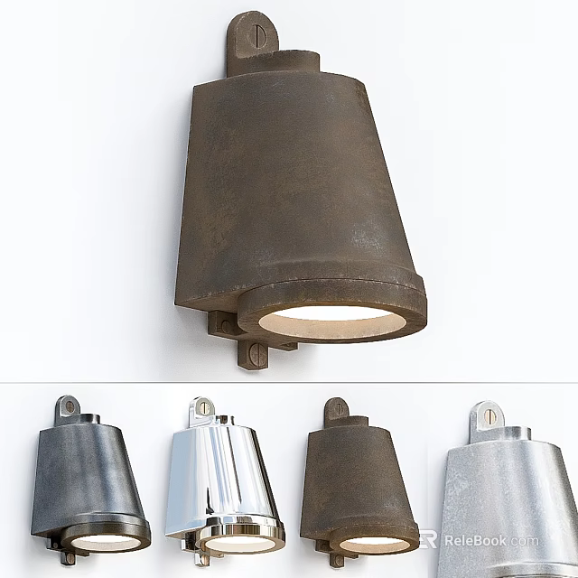 Industrial Metal Wall Lamp With Minimalist Design And Brown Silver Gray Finishes 3d model 