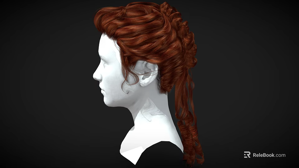 Woman With Red Hair And Elegant Braided Hairstyle Side Profile View 3d model 