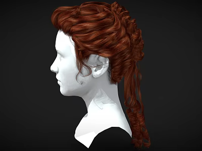 Woman With Red Hair And Elegant Braided Hairstyle Side Profile View 3d model