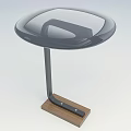 Sleek Modern Side Table Featuring Round Glass Top And Metal Wooden Base