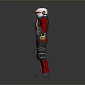 Sci Fi Creature Character in Red Gray Uniform With Helmet Armor And Yellow Gloves Boots