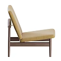 Modern Minimalist Beige Fabric Leisure Chair With Dark Wooden Frame And Sloped Backrest