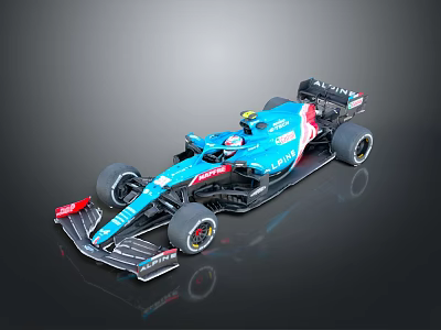 Blue Formula 1 Race Car With Streamlined Design Rear Wing And Shiny Wheels 3d model