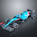 Blue Formula 1 Race Car With Streamlined Design Rear Wing And Shiny Wheels