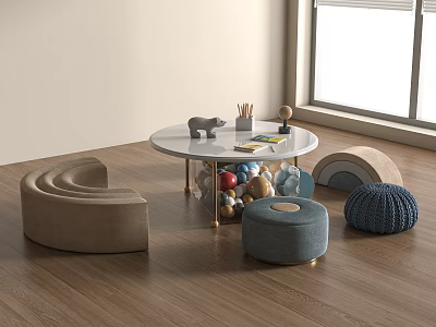 Modern children's table and chair combination 3d model
