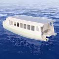 White Roof Yacht With Multiple Windows Floating On Blue Ocean Water