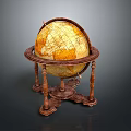 Vintage Globe With Ornate Wooden Stand For Home Decor