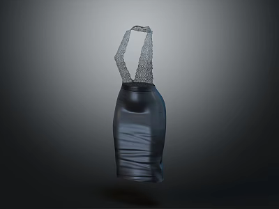 Black Fitted Dress With Transparent Mesh Strap Design And Sleek Material 3D Rendered 3d model