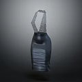 Black Fitted Dress With Transparent Mesh Strap Design And Sleek Material 3D Rendered