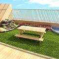 Kindergarten Indoor Playground With Grass Bridge Stream And Picnic Area