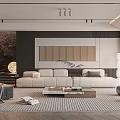 Minimalist Modern Living Room Interior With Light Sofa Coffee Table And Accent Wall 3d model