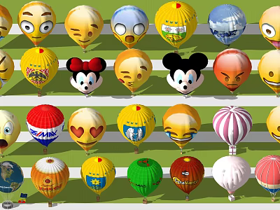 Colorful Cartoon Emoji Hot Air Balloons Amusement Playground Equipment For Kids 3d model