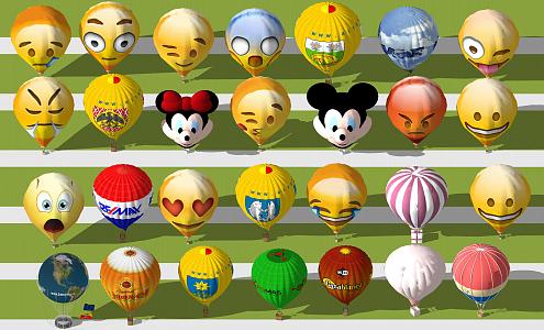 Modern hot air balloon inflatable airship 3d model