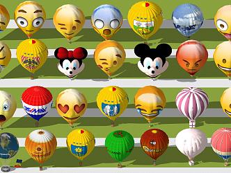 Modern hot air balloon inflatable airship 3d model