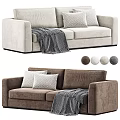 Modern Two Seater Sofa With Pillows Throw Blanket And Color Options 3d model