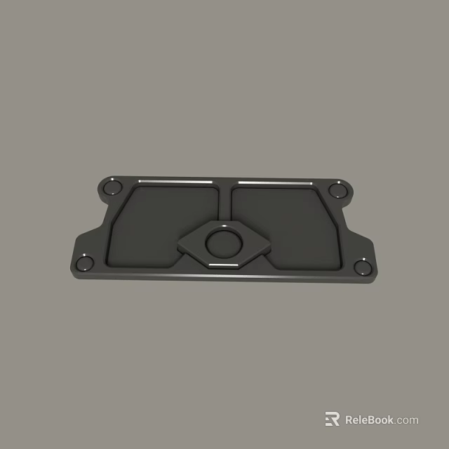 Black Metal Mechanical Component With Holes And Geometric Structure Details 3d model 