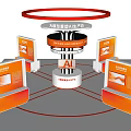 Intelligent AI Productivity Exhibition Island With Circular Structure And Orange Themed Elements