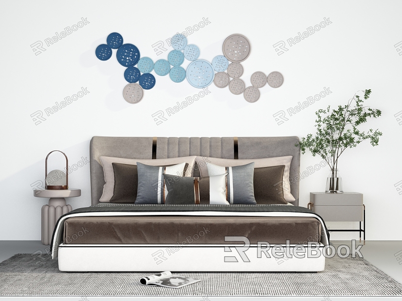 Modern background double bed bed combination model