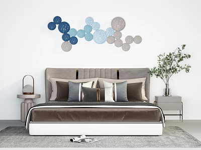 Modern background double bed combination 3d model