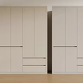 Modern Minimalist Wardrobe Design With Light Colored Cabinet Doors And Drawers