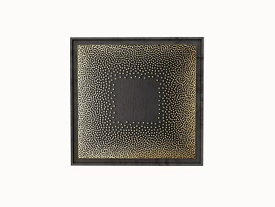Abstract Painting Featuring Square Black Frame Gold Dots On Dark Background Central Area 3d model