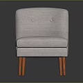 Light Gray Upholstered Single Seater Sofa With Button Tufted Back And Orange Wooden Legs