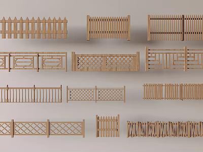 Different Styles Of Wooden Fence For Garden Outdoor Decoration And Privacy 3d model