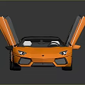 Modern Orange Sports Car With Open Scissor Doors And Black Roof Design
