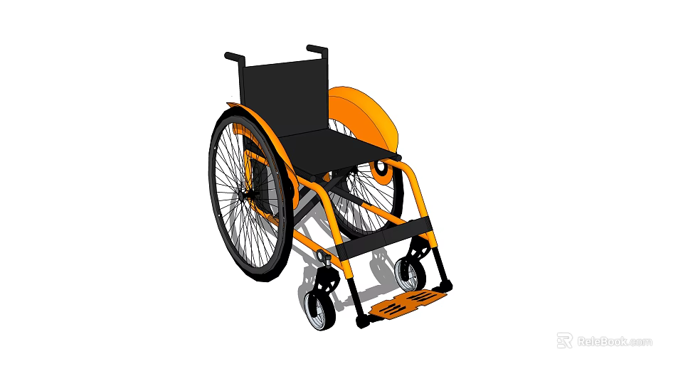 Black and Orange Manual Wheelchair as Essential Medical Equipment for Mobility Support 3d model 