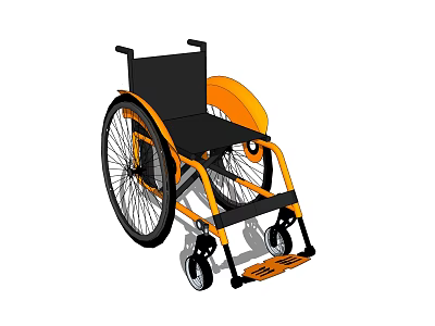 Black and Orange Manual Wheelchair as Essential Medical Equipment for Mobility Support 3d model
