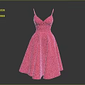 Pink Sleeveless Evening Dress With Spaghetti Straps And Flared Skirt