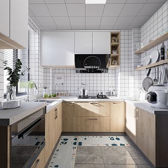 Nordic Kitchen Home Enclosed Kitchen 3d model