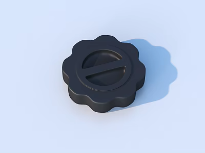Black Circular Household Lid With Petal Shaped Edges And Center Bar 3d model