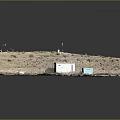 Detailed Terrain Model With Building Road Vehicle And Vegetation In Desert Area