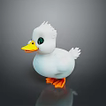 Cute White Duckling Toy With Yellow Beak Green Eyes And Orange Feet