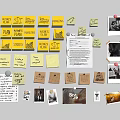 Business Plan Sticky Notes With Marketing Research Charts And Handwritten Notes On Wall